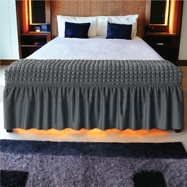Rectangle Frill Style Bedroom Puffy Cover (Grey Color)