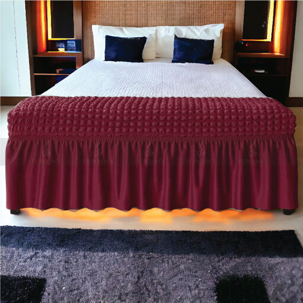 Rectangle Frill Style Bedroom Puffy Cover (Maroon Color)