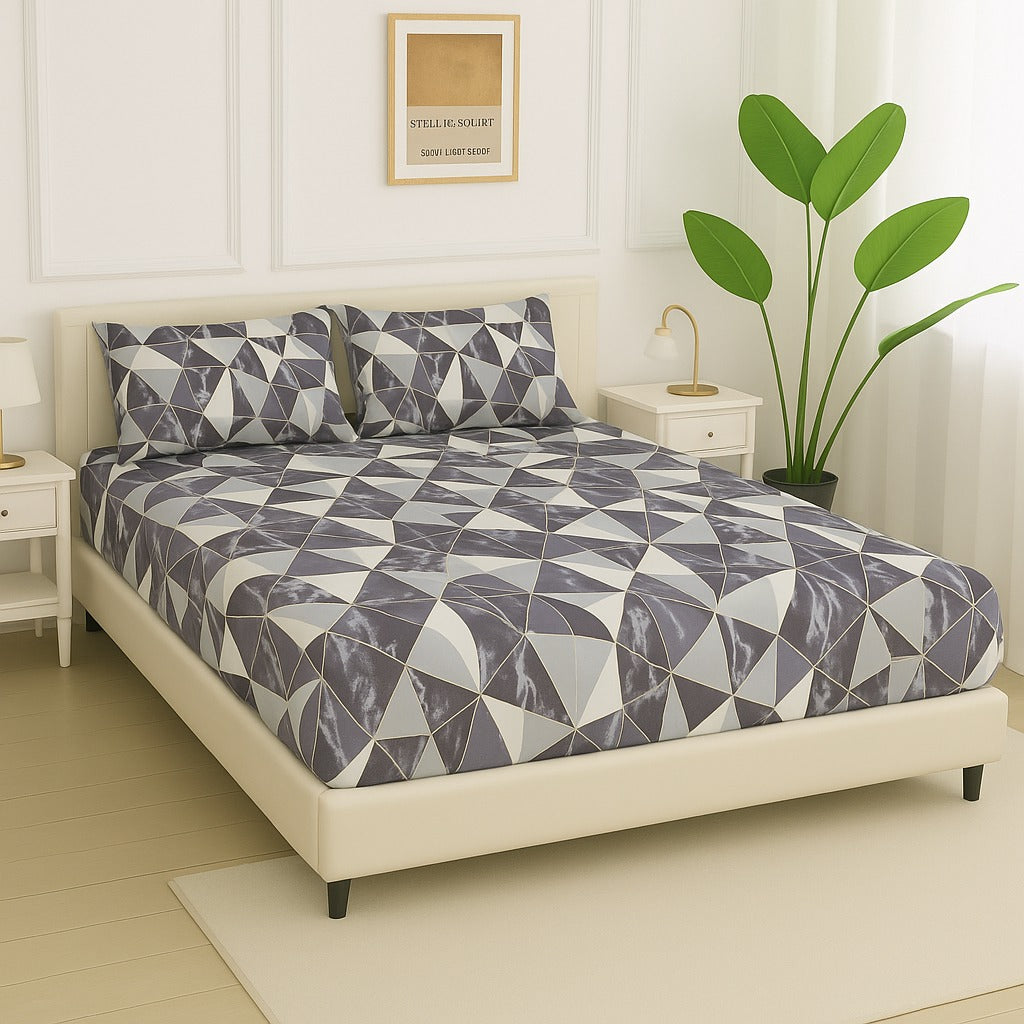 Imported Micro Printed Fitted Bedsheet – Soft, Wrinkle-Free, Perfect Fit